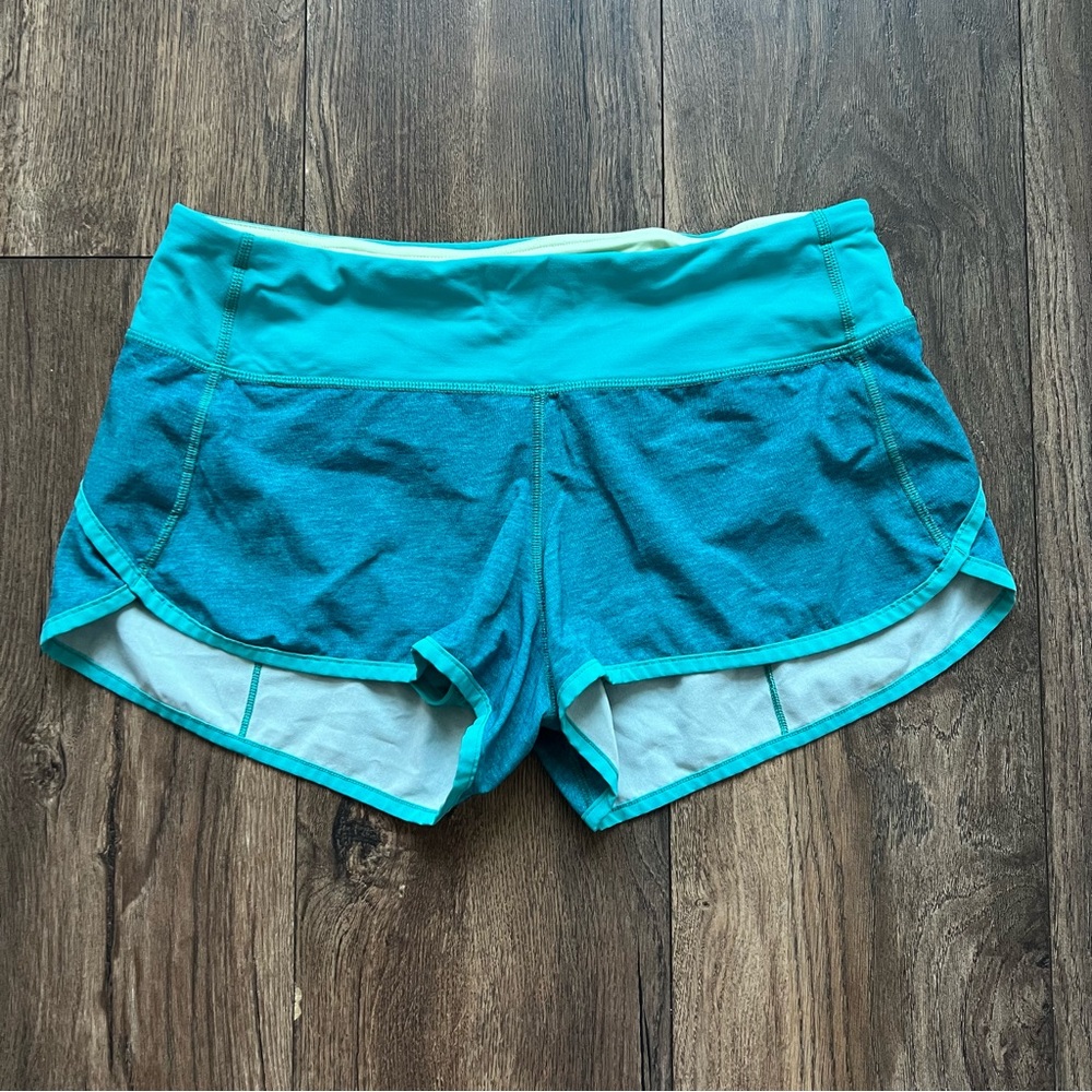 Lululemon Teal Workout Speed Shorts Sz 6